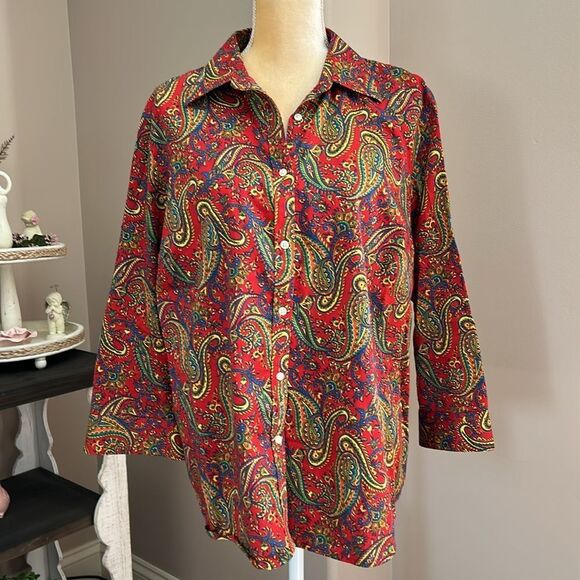 EUC Lauren Ralph Lauren PaisleyTop (size 1X) - Picture 6 of 9